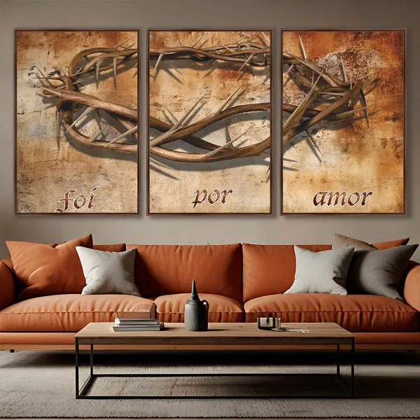 Quadro Decorativo Foi Por Amor Coroa de Espinhos 
