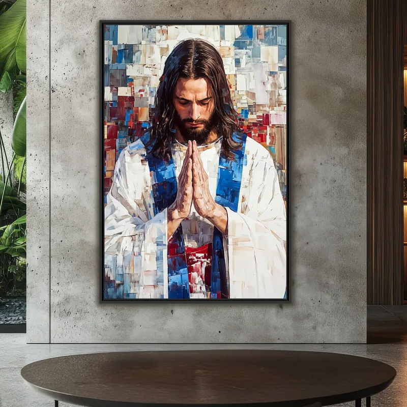 Quadro Jesus Oração do Redentor Abstrato Moderno