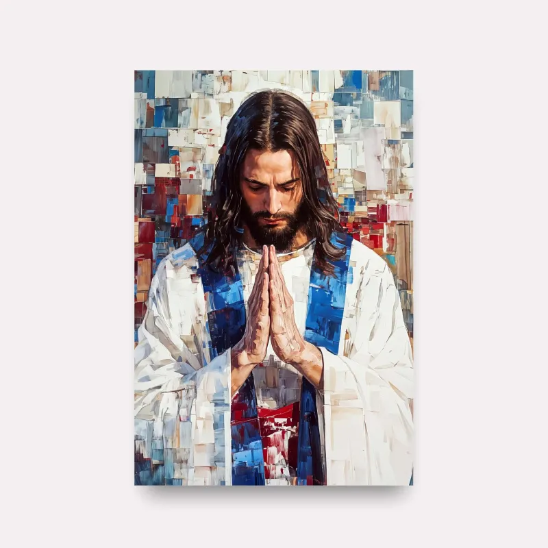 Quadro Jesus Oração do Redentor Abstrato Moderno