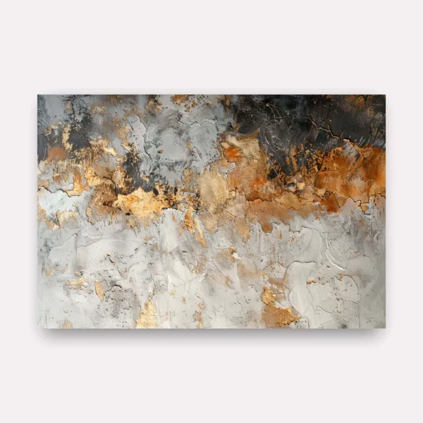 Quadro Abstrato Harmonia Metálica Cores Quentes