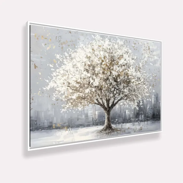 Quadro Árvore da Serenidade Abstrata Elegância em Tons Neutros