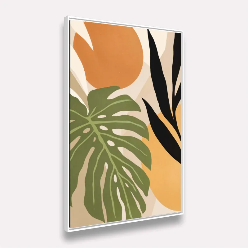 Quadro Folhagens Abstrato em Boho Art