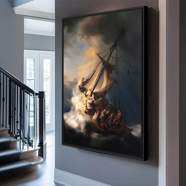 Quadro A Tempestade no Mar da Galileia de Rembrandt Van Rijn Releitura
