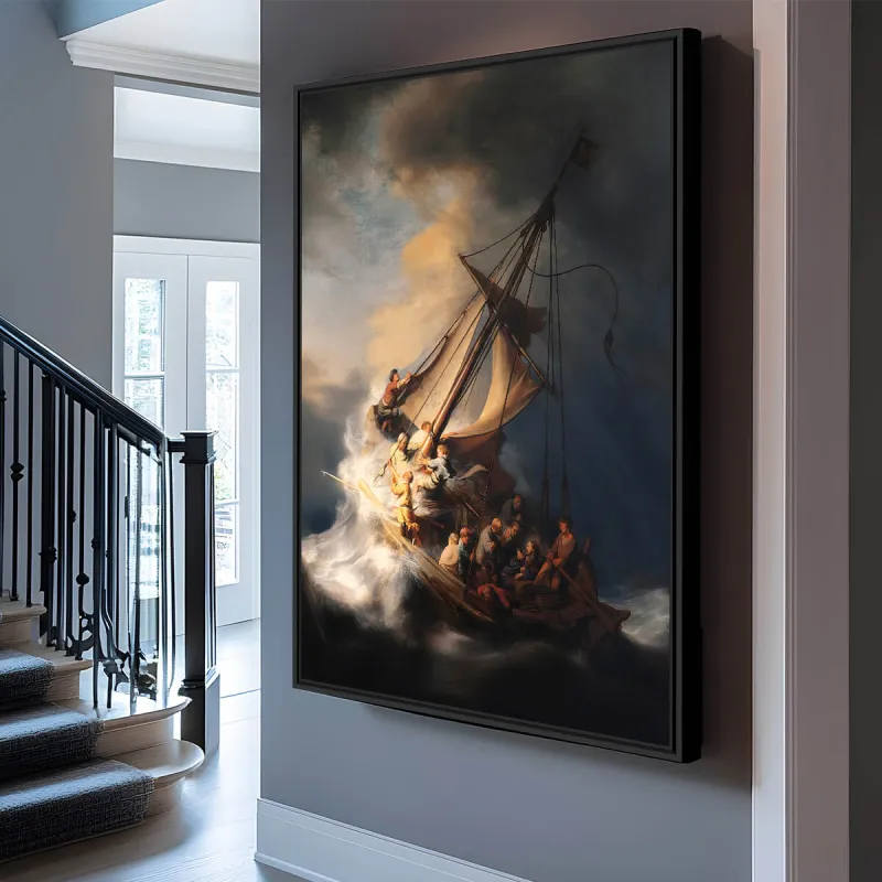 Quadro A Tempestade no Mar da Galileia de Rembrandt Van Rijn Releitura