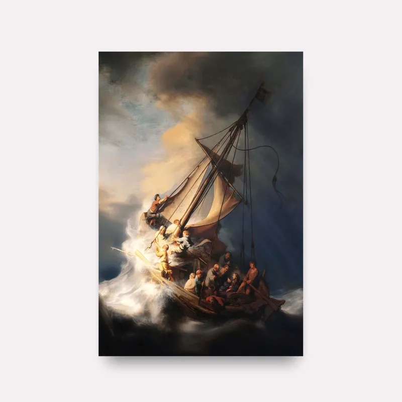 Quadro A Tempestade no Mar da Galileia de Rembrandt Van Rijn Releitura