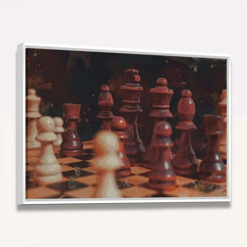 Quadro Xadrez Tabuleiro de Madeira Estilo Pintura