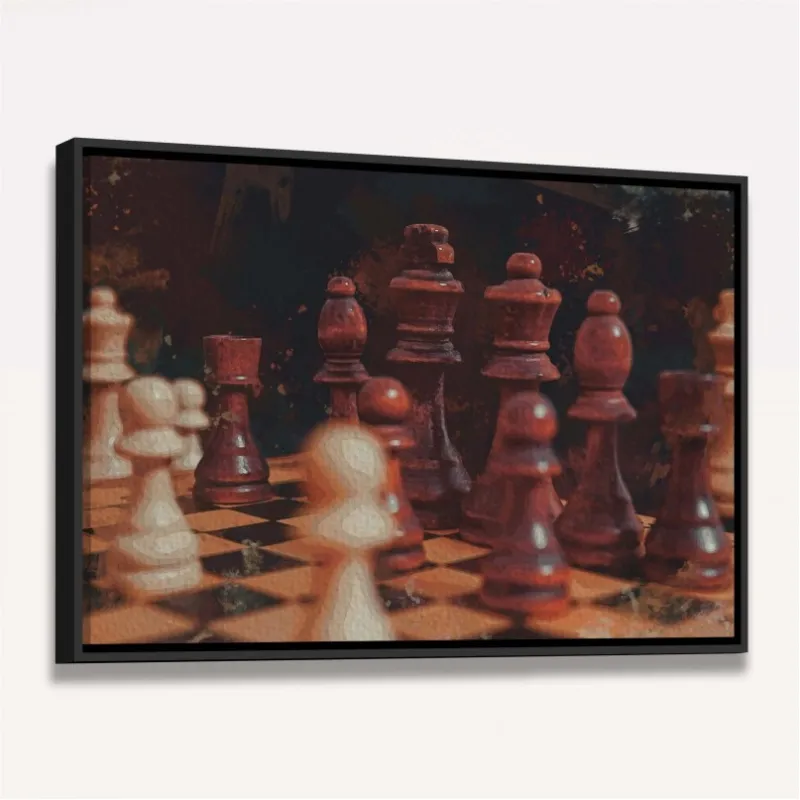 Quadro Xadrez Tabuleiro de Madeira Estilo Pintura