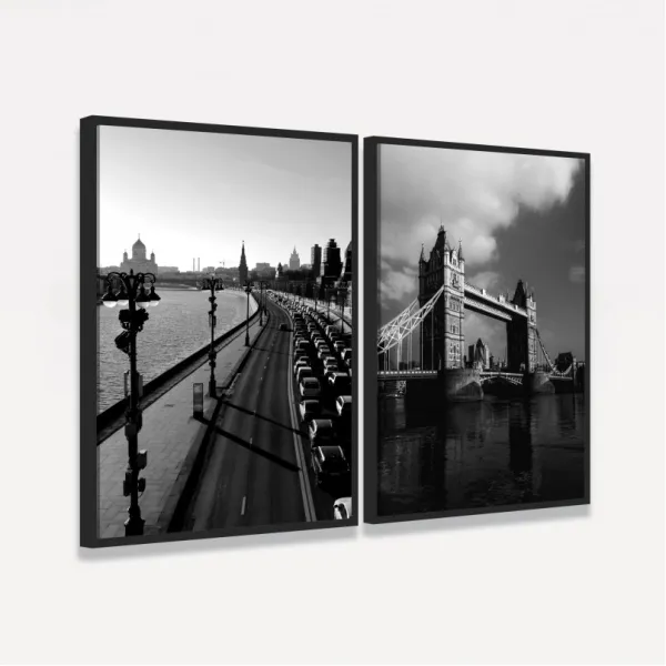 Quadro Duo Skyline of London Preto e Branco