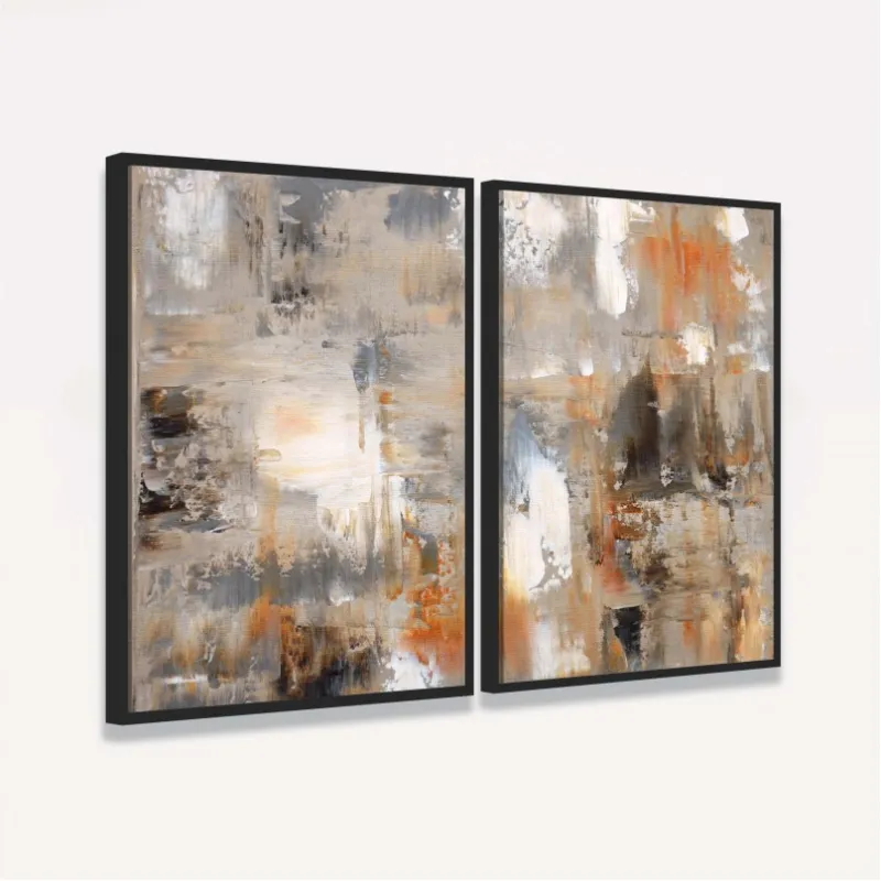 Quadro decorativo Pinceladas em Sintonia Duo Abstrato