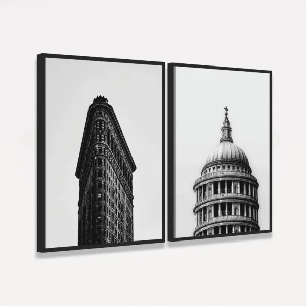 Quadro Duo Edifícios Ícones Vintage