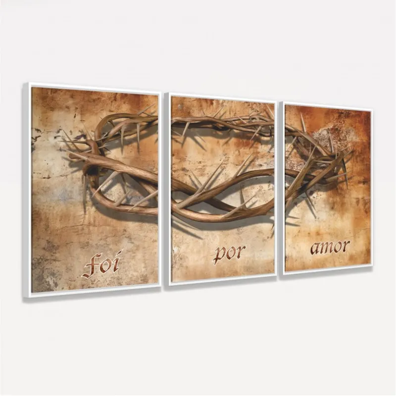 Quadro Decorativo Foi Por Amor Coroa de Espinhos 