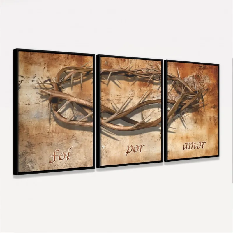 Quadro Decorativo Foi Por Amor Coroa de Espinhos 