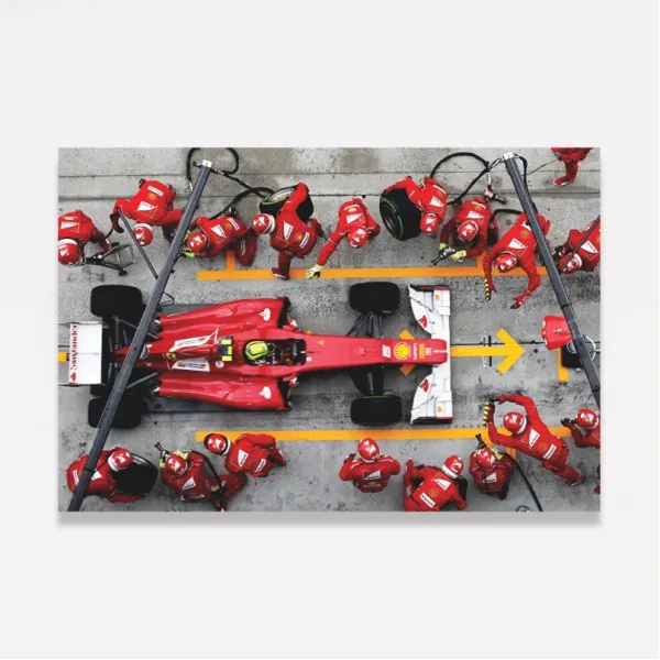 Quadro Decorativo Pit Stop Ferrari F1 Ação e Precisão