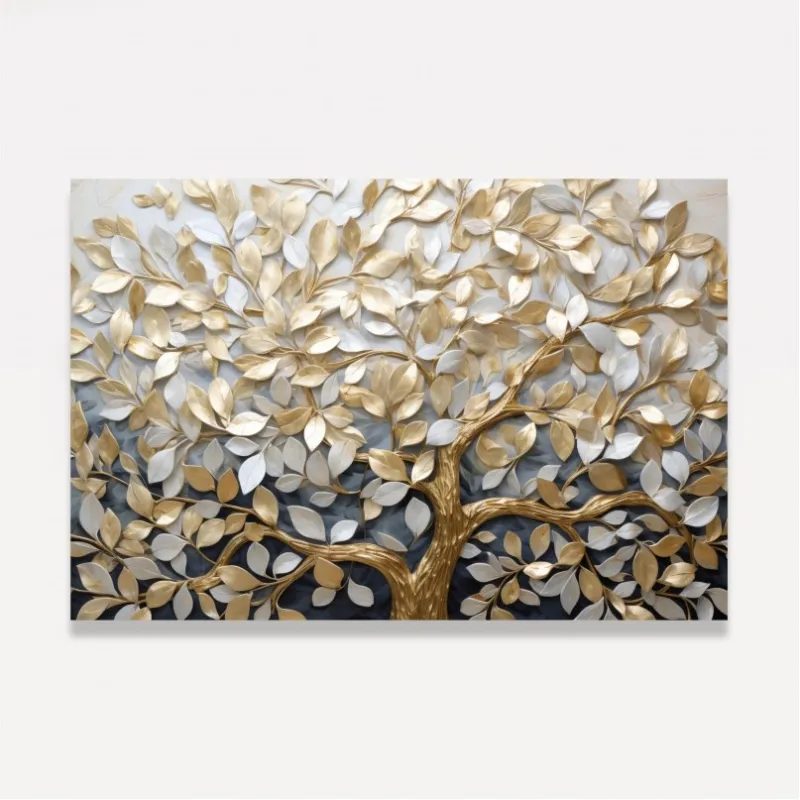Quadro Árvore da Vida Tronco Dourado Luxo