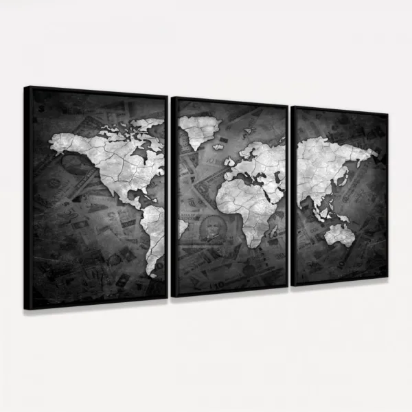 Quadro Mapa Mundi Decorativo Sea of Money